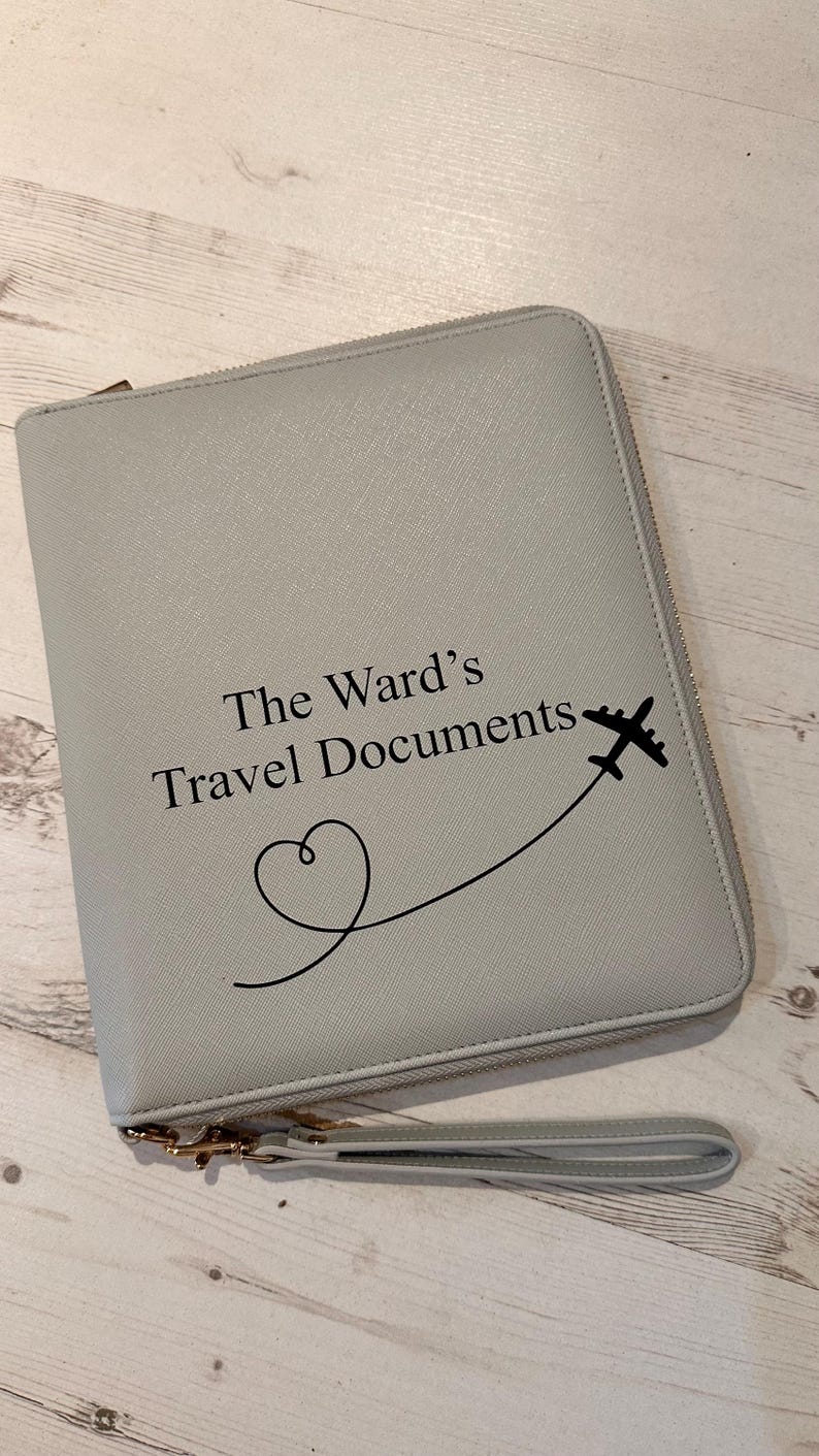 Personalised Travel Organiser, Initial, Monogram, Travel Document Holder, Personalised Passport Holder image 3