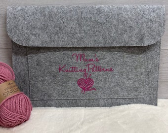 Personalised Knitting Pattern Storage, Custom Made, Document Holder, Work Planning Project Folder, Document Felt Folder, Knitting Designs