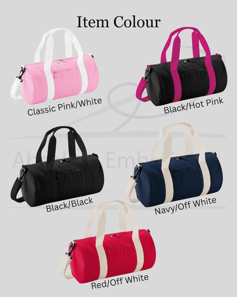 Five bags that are available to buy from this listing.  Classic Pink/White, Black/Hot pink, Black/Black, Navy/Offwhite and Red/Offwhite.