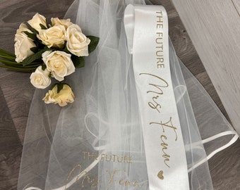 Personalised hen party veil & sash set, future mrs veil, personalised veil, bride to be gift, bridal shower, hen party sash, soon to be Mrs