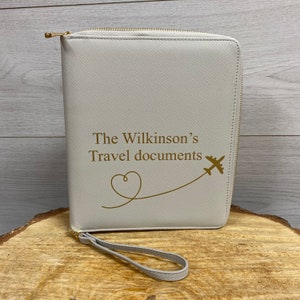 Grey Travel Document Holder, passport case, passport holder, holds up to 6 passports, travel case.
