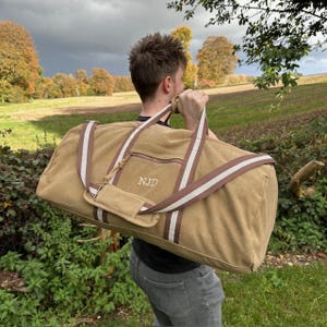 Personalised Holdall, Weekend Bag, Personalised Vintage Canvas Holdall, Mens Travel Bag, Mens Gift, Embroidered Initials or Name