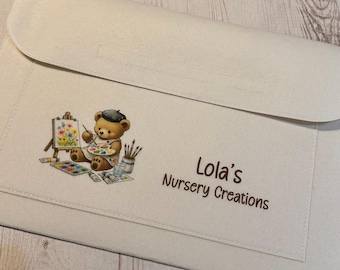 Personalised Nursery Artwork Folder, Keepsake Nursery Drawings, Toddler Art Storage, Felt Folder, Pre-School Art Folder, Nursery Memories
