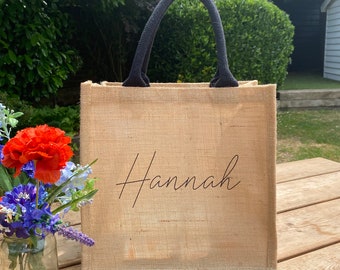 Personalised Bridesmaid Gifts Bag, Bridesmaid Proposal Bag, Hen Party Bag, Personalised Jute Tote Bag, Burlap Tote, Monogram Tote, Midi Tote