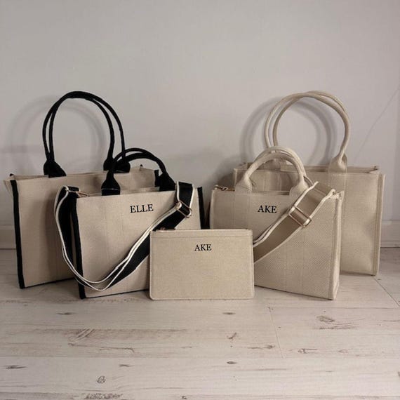 Personalised Tote Bag, Large Canvas Tote Bag, Airport Tote Bag, Matching Travel Wallet & Bag Set, Hand Luggage Bag, Personalised Cabin Bag