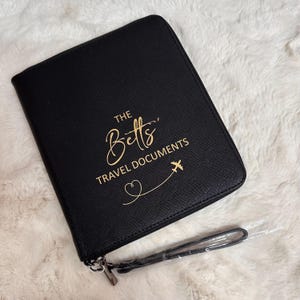 Black Travel Document Holder, passport case, passport holder, holds upto 6 passports, travel case