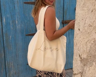 Personalised Beach Bag, Personalised Tote Bag,  large shopper bag, personalised with name, customised bag, toggle closure, oversized tote