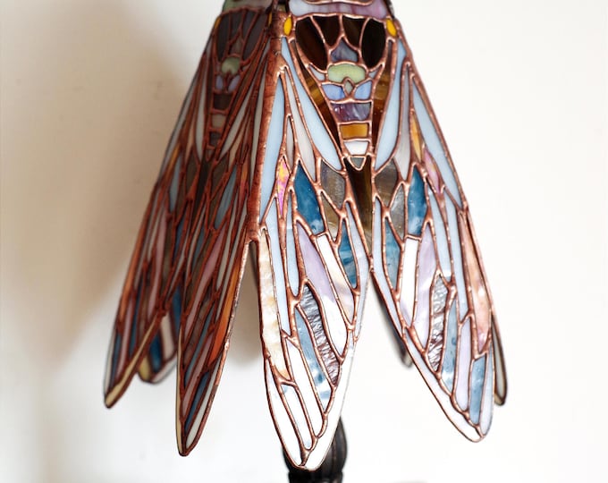 Handcrafted Tiffany Stained Glass Lamp – Cicada- Bug, Insect Inspired ...