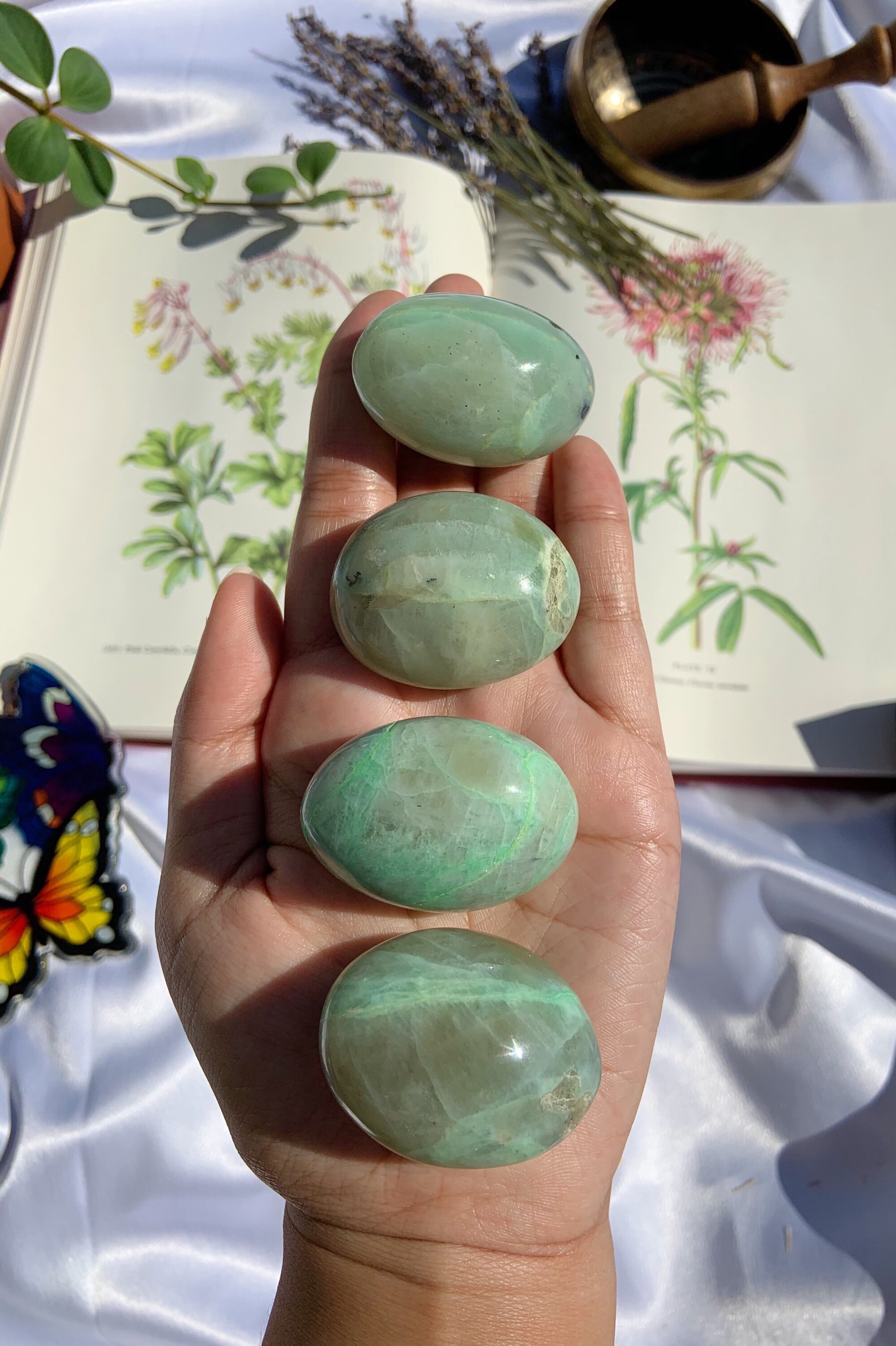 High Quality Garnierite / Green Moonstone Palmstones Etsy