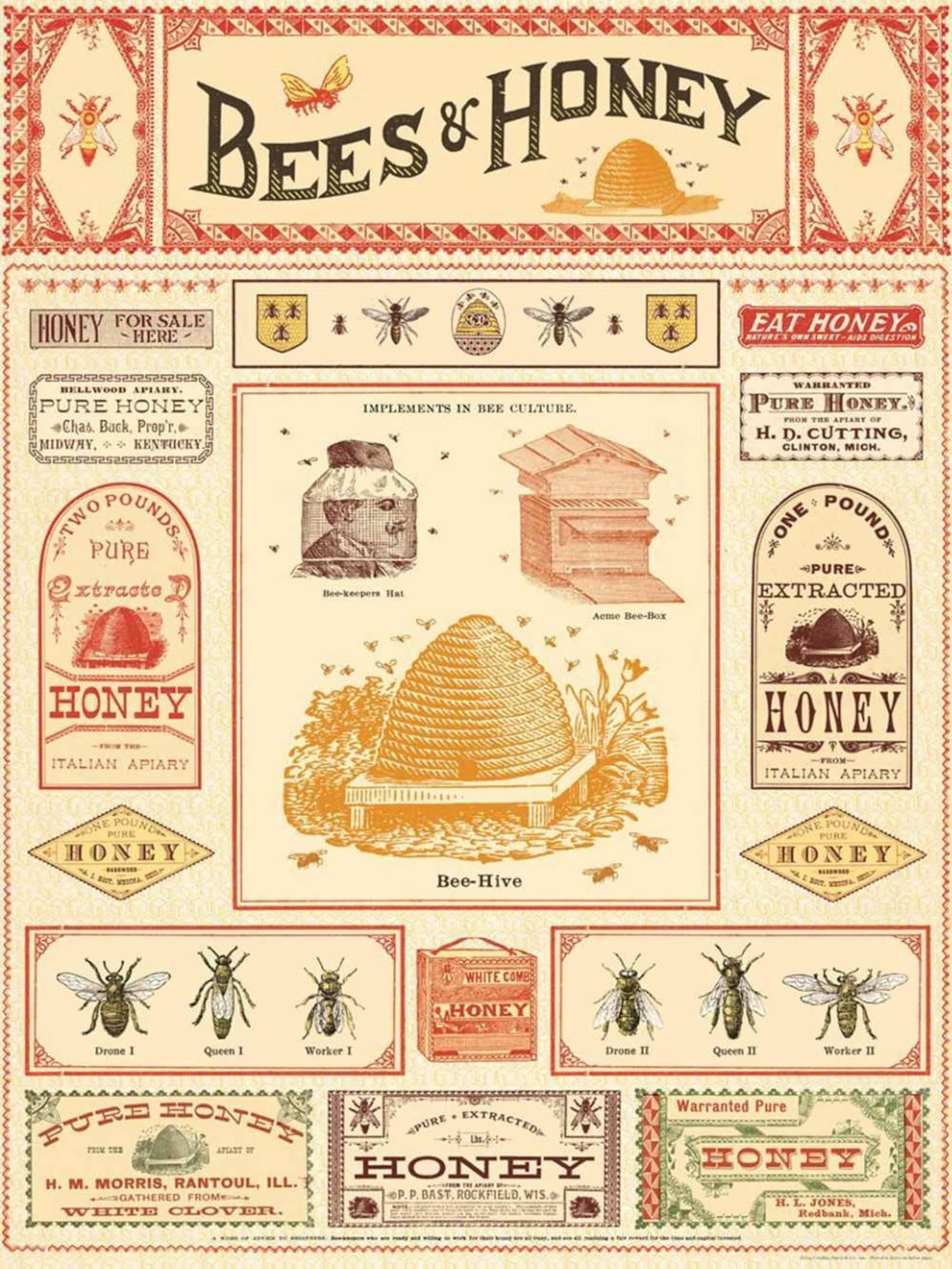 Bees honey poster wall decor decoration gift silk poster | Etsy