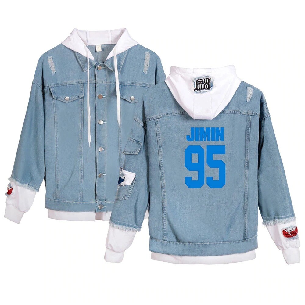 Bangtan jimin kpop denim jacket hooded hoodie high quality Etsy