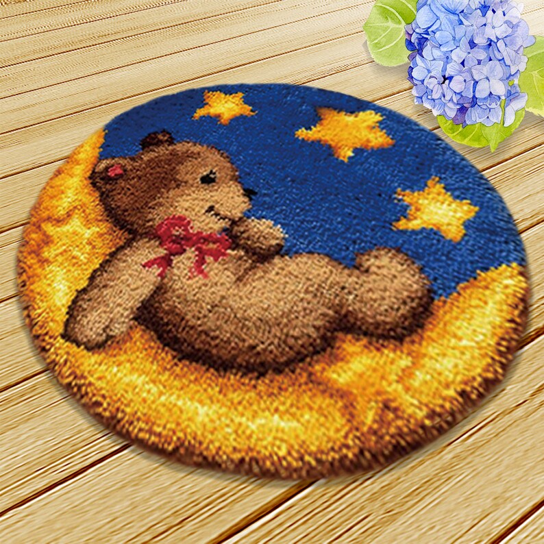 Bear Pattern Wool Rug DIY Needlework Hook Rug Kit Home Etsy UK