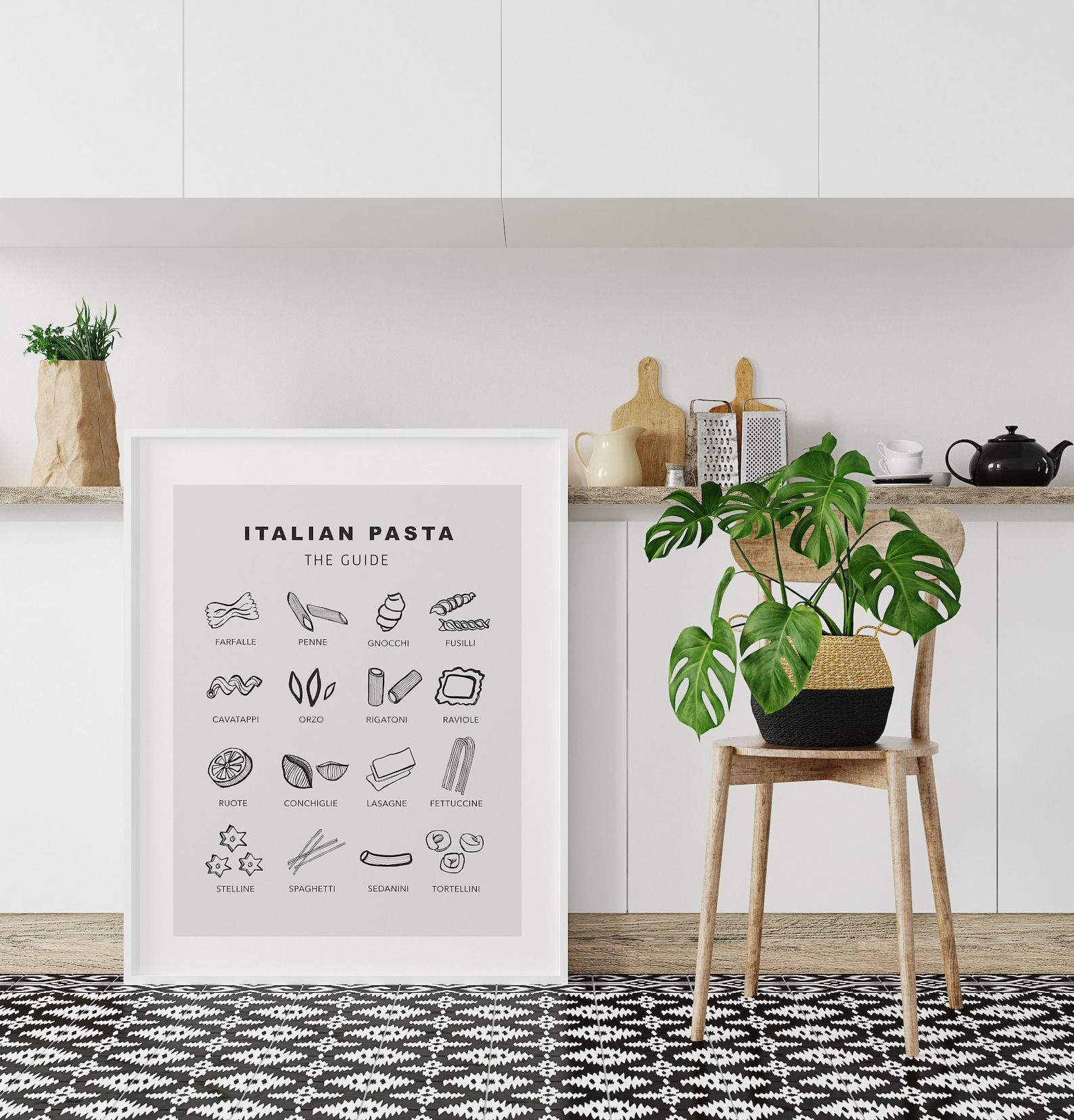 Pasta Print Italian Kitchen Decor Kitchen Wall Art Etsy