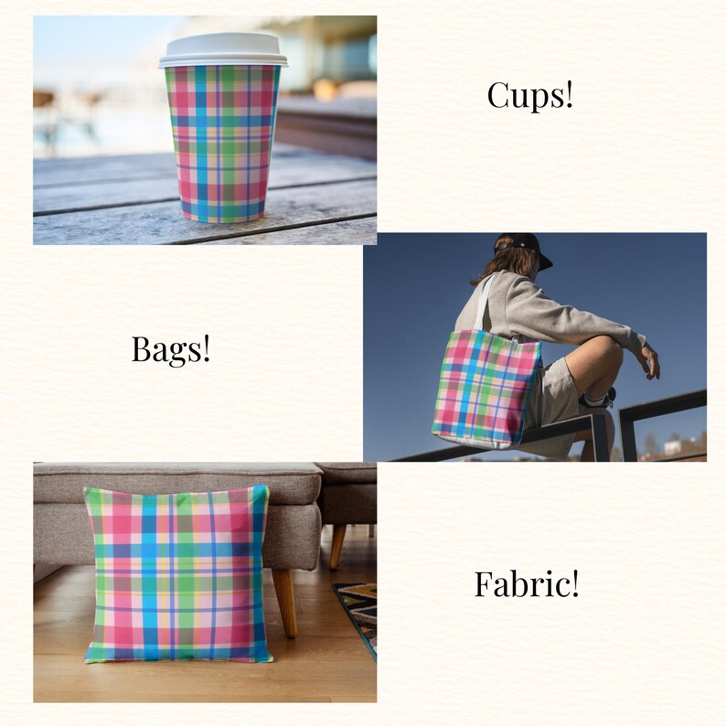 Pastel Plaid Seamless Pattern | Colorful Tartan Check Digital Paper ...