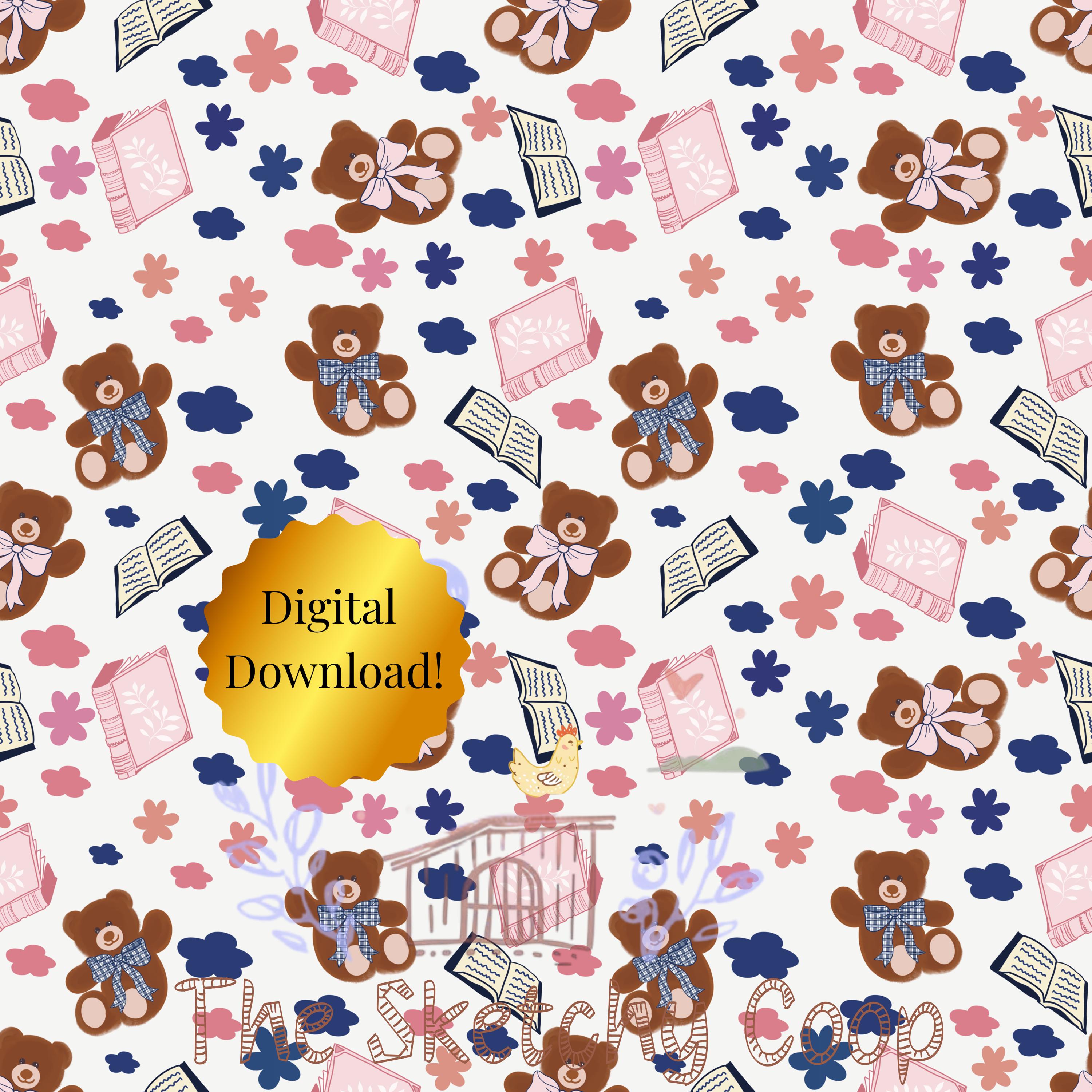 Teddy Bear Seamless Pattern | Floral Design, Crafts & Scrapbooking ...
