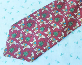 1990s Vintage Silk Tie Liberty of London Elephant Print Indian Design The Beatles Menswear Gift Officewear Retro Gifts For Him Father's Day