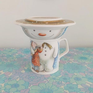Vintage 1980s Raymond Briggs &quot;The Snowman&quot; Royal Doulton Build A Snowman Frühstück Set Becher Schüssel Teller Sammler Weihnachtsgeschenk