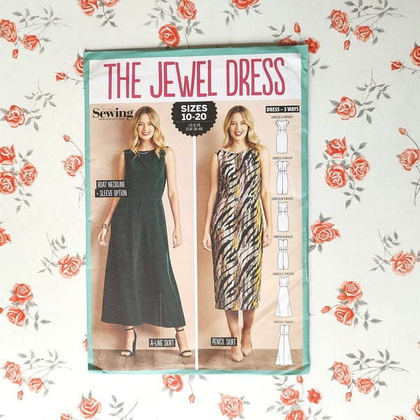 New FF Simply Sewing Pattern The Jewel Dress Multisize UK 10 12 14 16 18 20 Glamorous Dress 3 Versions Eveningwear Cruise