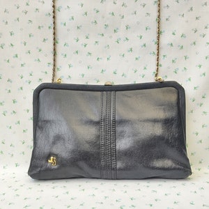 Bolso de hombro vintage Jane Shilton Japelle de los años 80, bolso de mano azul marino, bolso de mano con correa de cadena dorada, estilo retro de Stranger Things, The Breakfast Club
