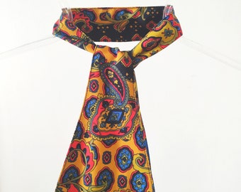 Vintage 1960s Cravat Tie Scarf Ascot Paisley Yellow Blue Green Red Weller The Beatles Mod Rockabilly Retro Groom Groomsman Father's Day