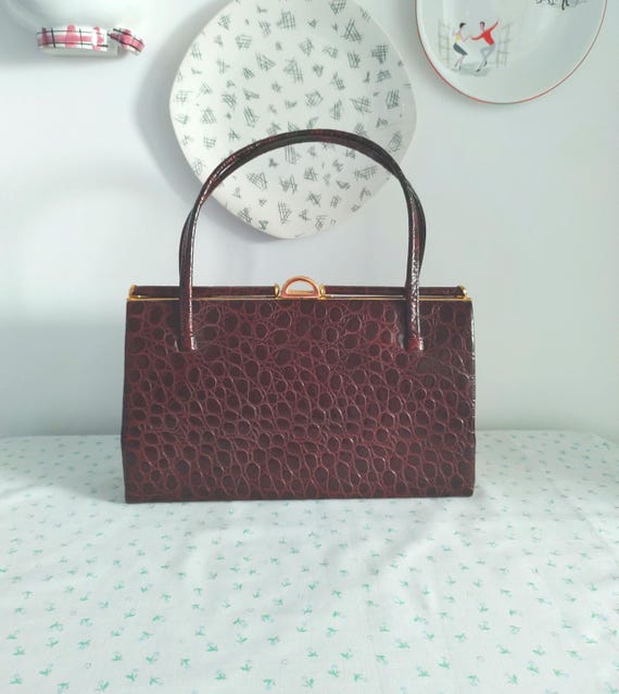 Borsa Kelly marrone cioccolato vintage anni '60 e '70 in pelle di