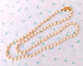 Collier Monet vintage des années 1980 avec fausses perles longueur 24" simple brin bijoux fantaisie Cocktail mariage cadeaux rétro pour elle