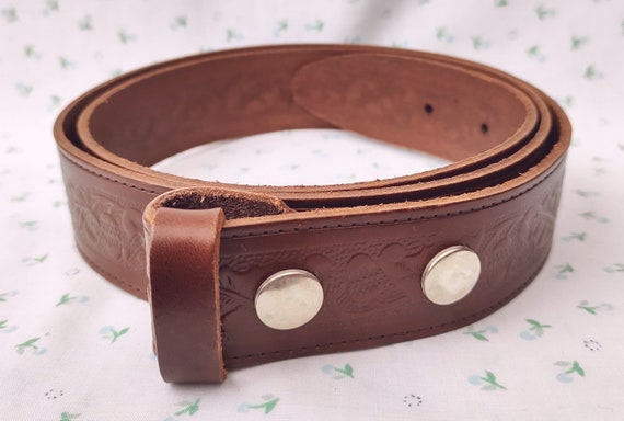 Vintage 1970s 1980s Brown Leather Belt No Buckle … - image 2