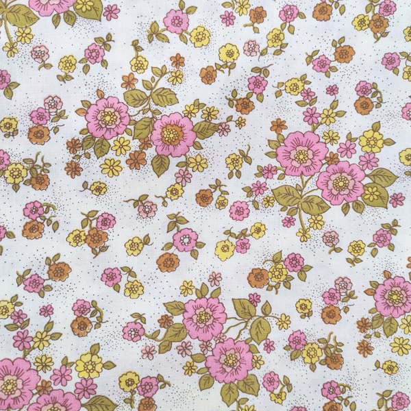 Vintage Retro 1970s Horrockses Single Duvet Cover and Pillowcase Pink Floral Reversible Polycotton Crafting Fabric Dressmaking Material