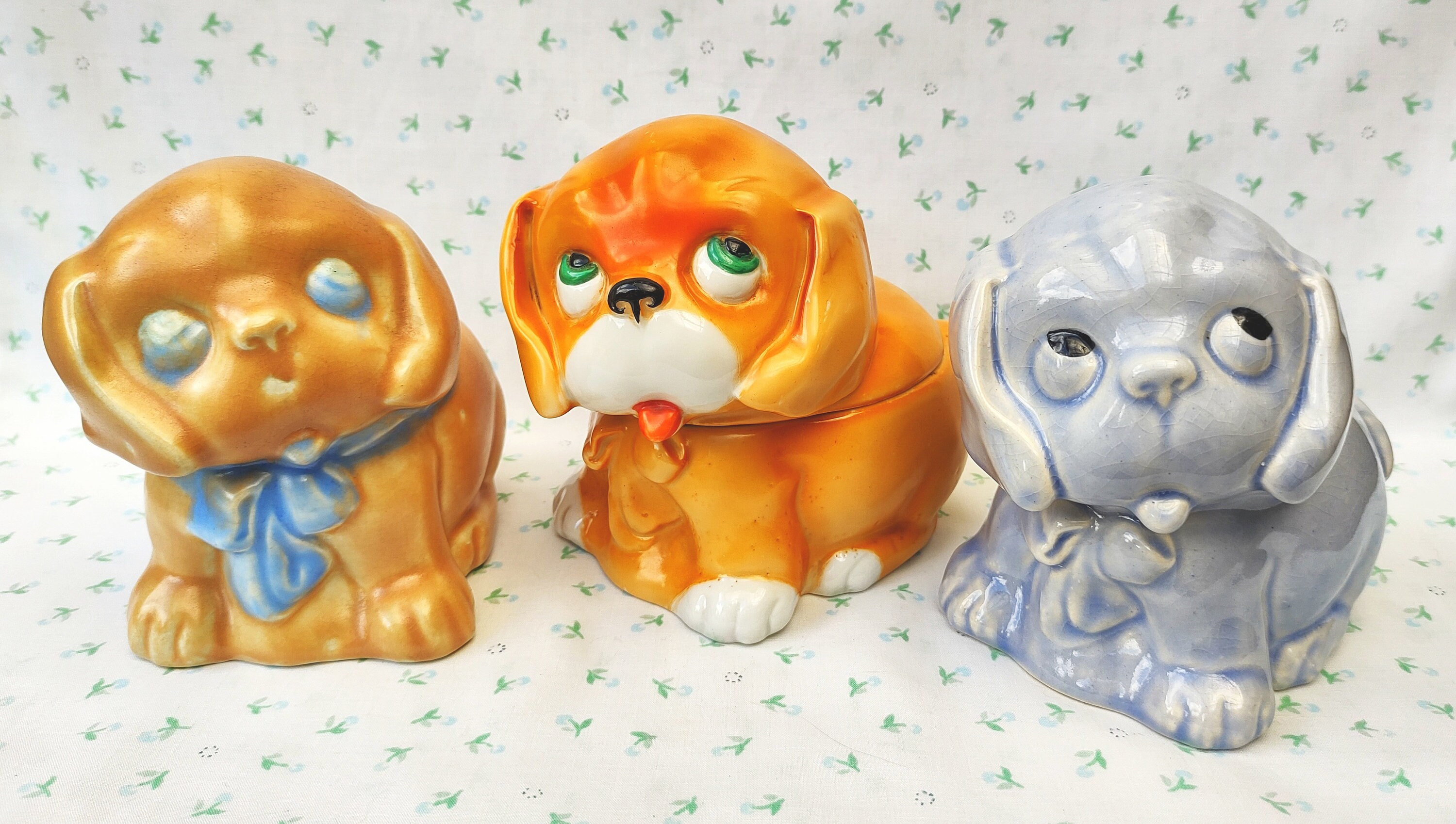 Vintage 1930s Bonzo Dog Trinket Pot Bonzo Ornament Figurine Sad 