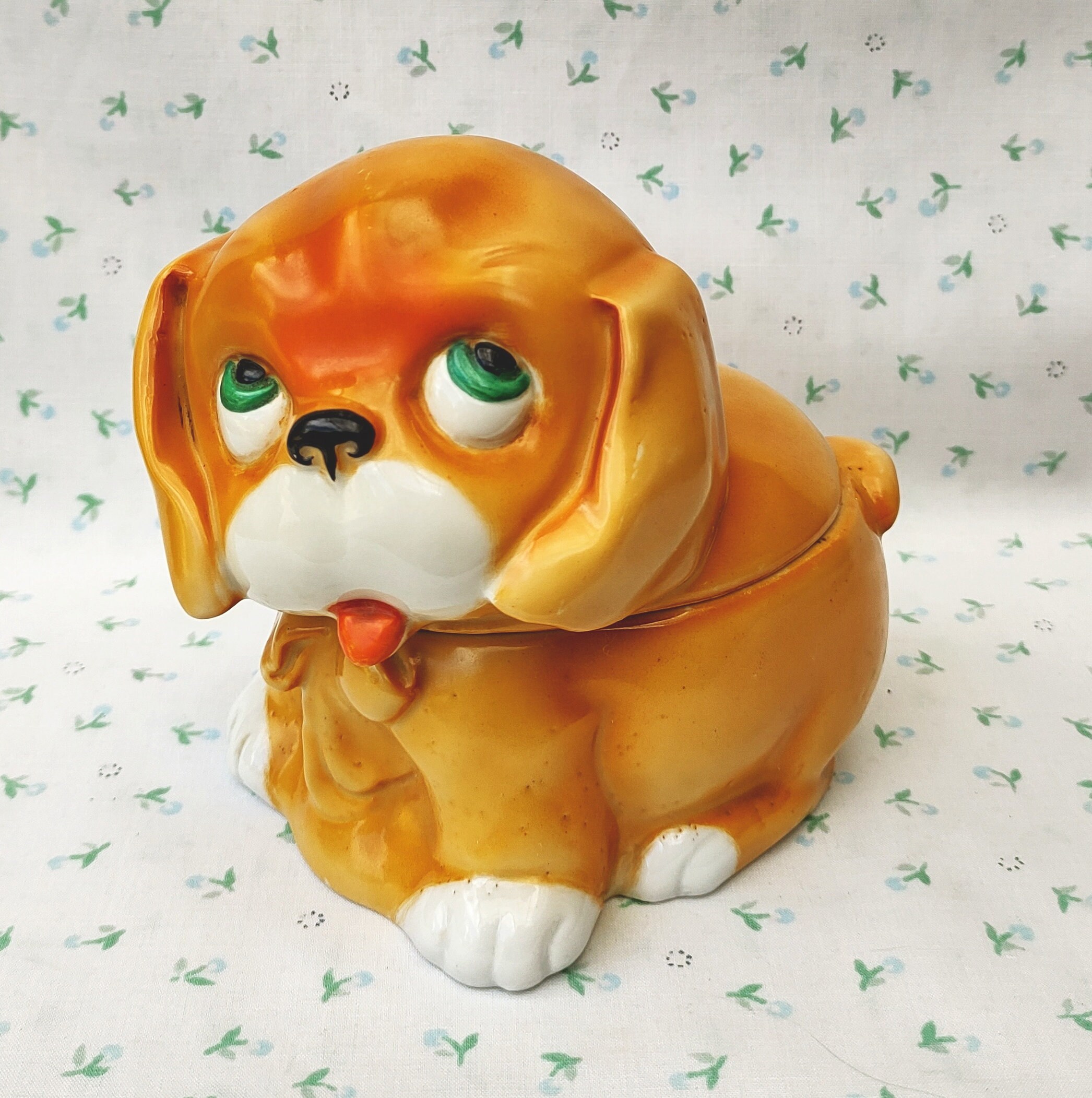 Vintage 1930s Bonzo Dog Trinket Pot Bonzo Ornament Figurine Sad 