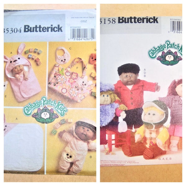 Uncut Factory Folded Butterick Sewing Pattern Cabbage Patch Kids Dolls Clothes Accessories With Photocopied Envelope Sold Individually