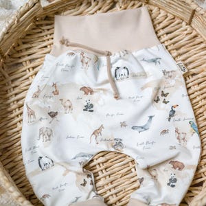 Weltentdecker Hose Babyhose Weltkarte Urlaub Travel Hose Baby Kontinente Camper Take me around the Wold Set Babyset Weltenbummler Tiere