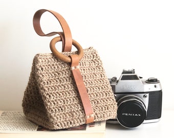 Mini Jute Leder Handtasche, Handtasche