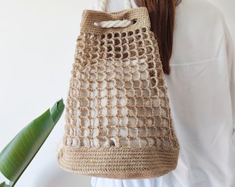 Crochet your own Large Natural Jute Beach Bag, Crochet Market Bag, Printable PDF Pattern, Instant Download