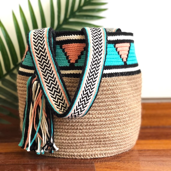 Jute Bucket Bag With Colorful Pattern and Woven Strap - Etsy UK