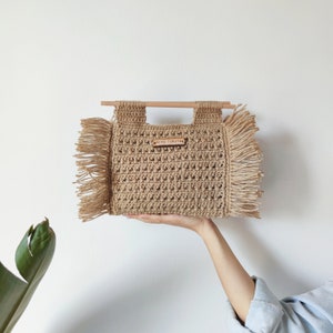 Häkeln Sie Ihre eigene Jute-Häkeltasche mit Fransen, druckbare PDF-Musteranleitung, Sofortiger Download