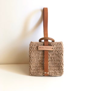 Mini Jute Leather Handbag, wristlet bag image 3