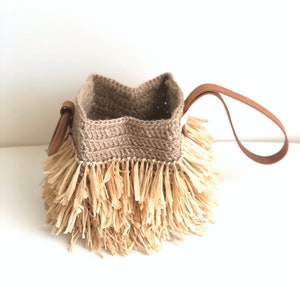Mini sac à main en cuir de jute et raphia, sac à bandoulière avec franges image 8