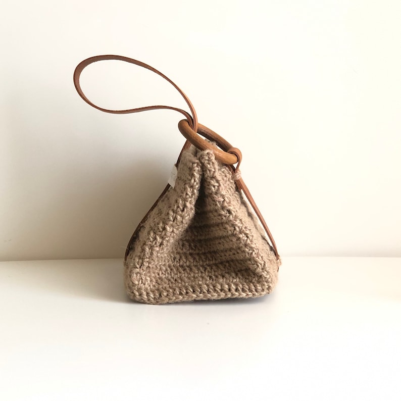 Mini Jute Leather Handbag, wristlet bag image 4