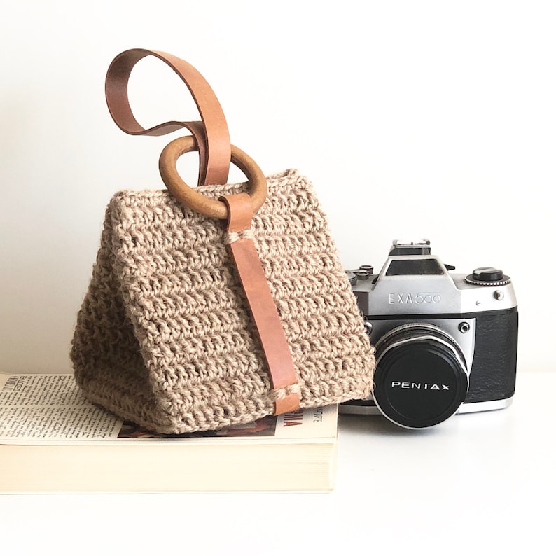 Mini Jute Leather Handbag, wristlet bag image 1