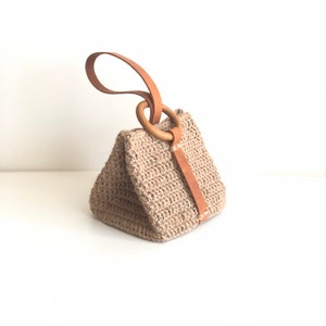 Mini Jute Leather Handbag, wristlet bag image 6