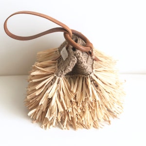 Mini sac à main en cuir de jute et raphia, sac à bandoulière avec franges image 7