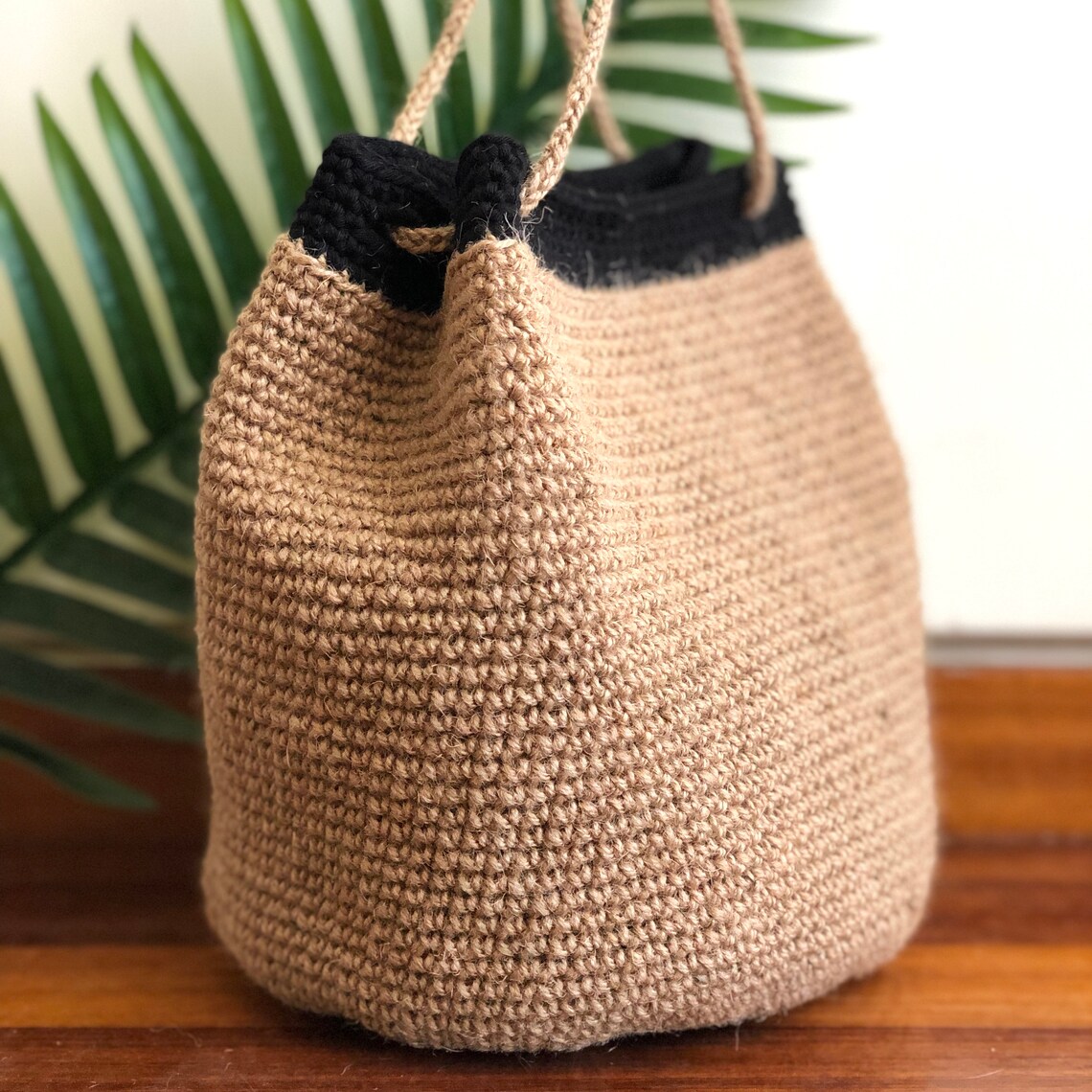Jute Bucket Bag Size M Etsy