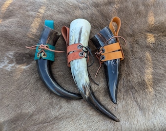 Handmade Leather Viking Horn Holder Parasol Holder for Faire or Festival