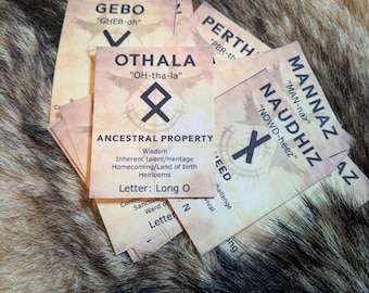 Elder Futhark Rune leren gelamineerde flashcardset