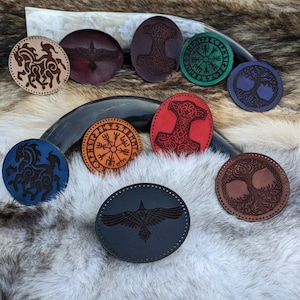 Norse Viking Leather Patches Mjolnir Raven Vegvisir Yggdrasil Sleipnir