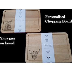 Highland Cow Chopping Board Lovely Gift Laser Engraved in Scotland Personalised Birthday Gift