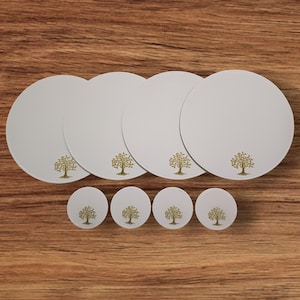 Personalised Round PU Leather Grey 1 Placemat and 1 Coaster Set Engraved in UK Tree of Life Home Table Gift