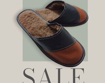 Pantuflas de piel natural para hombre: zapatos cálidos para interiores