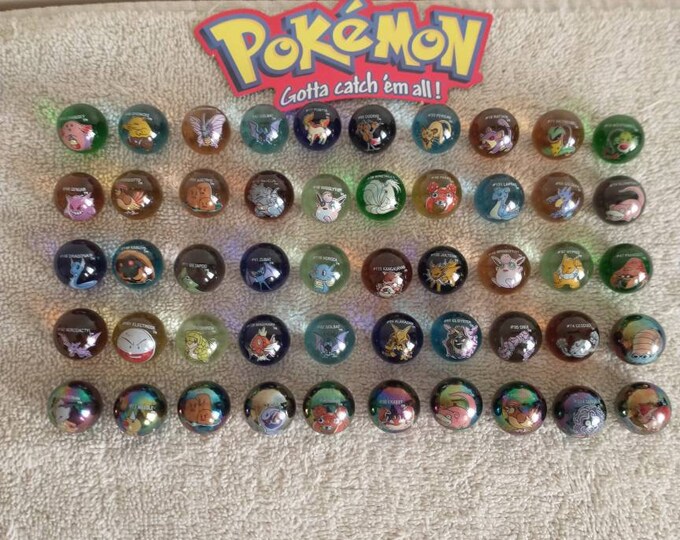 Vintage Pokemon Marble Lot 50 Pokemon Marbles Glass 1999 Pokemon Toy
